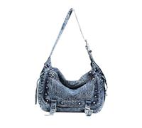 CORIOS Denim Crossbody Bag for Women Large Capacity Shoulder Bag Lightweight Satchel Handbag Retro Messenger Bag Casual Top Handle Tote for Travel Work Shopping Daily Use Blue