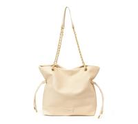 CORIOS Drawstring Bucket Bag for Women PU Leather Handbag Waterproof Shoulder Bag Large Top-Handle Bag Fashion Tote with Chain Leather Strap for Office Work Travel Daily Use Beige