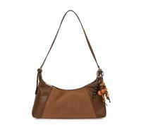 CORIOS Elegant Shoulder Bag for Women Crossbody Bag with Exquisite Wooden Bead Charm PU Leather Top-Handle Handbag Large Tote Messenger Bag Shopping Travel Office Hobo Satchel Bag Brown