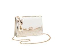 CORIOS Elegant Shoulder Bag for Women PU Leather Handbag Sequin Crossbody Bag Messenger Bag Ladies Top-Handle Bag Medium Tote Bag Fashion Hobo Bag Satchel Bag for Office Shopping Travel White