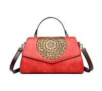 CORIOS Elegant Shoulder Bag PU Leather Handbag for Women Waterproof Top-Handle Bag Ladies Crossbody Bag Small Hobo Bag Satchel Bag Retro Tote Bag Shopping Travel Office Messenger Bag Red