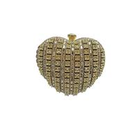 CORIOS Evening Bag for Women Luxury Heart Shape Clutch Rhinestone Handbag Bridal Wedding Purse Elegant Shoulder Crossbody Bag with Detachable Chain for Cocktail Banquet Prom Party Gold