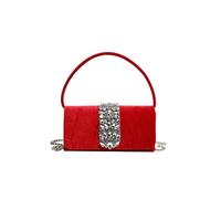 CORIOS Evening Bag for Women Rhinestone Clutch Bag Sparkly Crystal Handbag Bridal Wedding Purse Glitter Shoulder Bag with Detachable Chain Elegant Crossbody Bag for Cocktail Prom Banquet Party Red