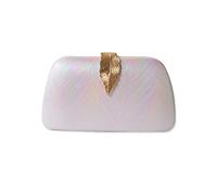 CORIOS Evening Bag for Women Small Clutch Purses with Leaf-Style Flip Lock Sparkly Glitter Handbag Bridal Wedding Shoulder Bag Unique Crossbody Bag for Wedding Cocktail Party Prom White