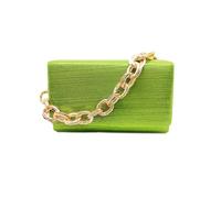 CORIOS Evening Bag for Women Square Box Clutch Bag Bridal Wedding Purse Sparkly Sequin Handbag Elegant Shoulder Bag with Chain Glitter Crossbody Bag for Cocktail Prom Party Banquet Yellow Green