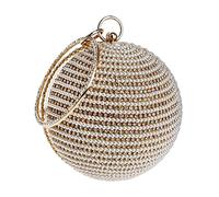 CORIOS Evening Handbag for Women Round Ball Clutch Purse Beaded Pearl Rhinestones Shoulder Bag Bridal Wedding Crossbody for Cocktail Party Banquet Prom Gold