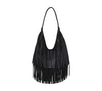 CORIOS Fringe Handbag for Women Bohemian Shoulder Bag Soft PU Leather Tote Top Handle Hobo Bag Dual-Side Tassel Underarm Purse for Casual Outfit Daily Use Gift Idea Black