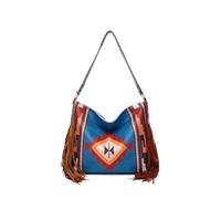 CORIOS Fringe Handbag for Women Boho Shoulder Crossbody Bag Bohemian Top Handle Bag with Tassels Messenger Satchel Bag with Ethnic Geometric Print Summer Beach Bag Canvas Hobo Tote Multicolour E