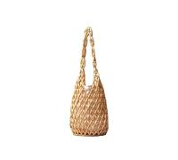 CORIOS Handmade Woven Bucket Bag Drawstring Handbag for Women Summer Beach Bag Bohemian Clutch Bag Retro Top-Handle Bag Mini Tote Bag for Travel Beach Vacation Daily Use Yellow