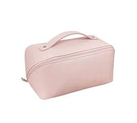 CORIOS Large Capacity Travel Cosmetic Bag Make Up Bag with Handle and Zipper Multifunction Waterproof Toiletry Bag PU Travel Organiser Bag Wash Bag for Women Ladies Girls Pink