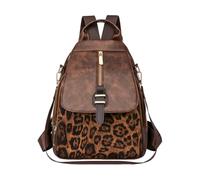 CORIOS Leopard Print Backpack for Women PU Leather Daypacks Multi-Purpose Convertible Purse Vintage Tote Handbag Shoulder Bag Multi-purpose Casual Rucksack School Bag Coffee