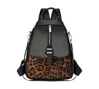 CORIOS Leopard Print Backpack for Women PU Leather Daypacks Multi-Purpose Convertible Purse Vintage Tote Handbag Shoulder Bag Multi-purpose Casual Rucksack School Bag Black