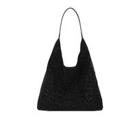 CORIOS Leopard Print Shoulder Bag for Women Fashionable Suede Tote Handbag Large Capacity Top Handle Hobo Bag Daily Commute Shopping Work Travel Underarm Bag Black