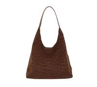 CORIOS Leopard Print Shoulder Bag for Women Fashionable Suede Tote Handbag Large Capacity Top Handle Hobo Bag Daily Commute Shopping Work Travel Underarm Bag Brown