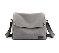 CORIOS Men's Shoulder Bag Canvas Crossbody Bag Casual Messenger Bag Laptop Bag for 13.3 inch Laptop Briefcase Satchel College Bag for Travel Work School Commute Grey
