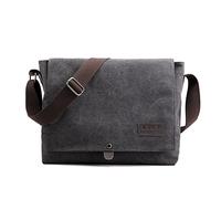 CORIOS Men's Vintage Black Canvas Tote Handbag Crossbody Bag Casual Top Handle Bag Multifunctional Briefcase Messenger Bag Satchel Bag for School Work Shopping Travel Casual Daily