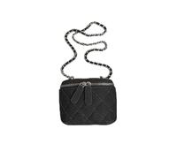 CORIOS Mini Denim Crossbody Bag for Women Small Vintage Square Box Purse Jean Handbag Quilted Shoulder Messenger Bag Retro Tote Top Handle Bag Bucket Bag with Chain Strap Black