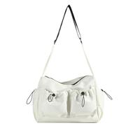CORIOS Nylon Handbag for Women Waterproof Shoulder Bag Casual Crossbody Bag Multi Pockets Top Handle Bag Lightweight Messenger Bag Ladies Tote Bag Hobo Bag for Work Travel Shopping White