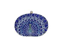 CORIOS Peacock Evening Bag Rhinestone Clutch Bag for Women Sparkly Crystal Handbag Bridal Wedding Purse Elegant Crossbody Bag with Detachable Chain Cocktail Prom Banquet Party Shoulder Bag Blue