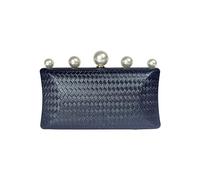 CORIOS Pearl Clutch Bag for Women Beaded Evening Bag Bridal Wedding Purse Handbag with Detachable Chain Elegant Crossbody Bag Small Shoulder Bag Navy Blue