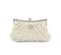 CORIOS Pearl Clutch Bag for Women Beaded Evening Bag Rhinestone HandbagBridal Wedding Purse Elegant Crystal Crossbody Bag Shoulder Bag with Detachable Chain for Banquet Cocktail Prom Party Beige