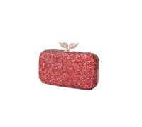 CORIOS Pearl Evening Bag for Women Sequin Clutch Bag Beaded Handbag Bridal Wedding Purse Shoulder Bag with Detachable Chain Elegant Crossbody Bag Red
