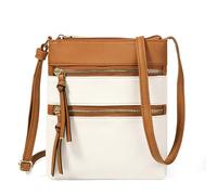 CORIOS PU Leather Crossbody Bag for Women Small Shoulder Messenger Bag Waterproof Top-Handle Bag Elegant Retro Handbag Multi Pockets Satchel Hobo Bag Shopping Travel Office Daily Tote White Brown