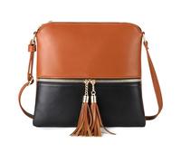 CORIOS PU Leather Shoulder Bag for Women Crossbody Messenger Bag with Tassel Medium Handbag Elegant Retro Top-Handle Bag Multi Pockets Satchel Hobo Bag Shopping Travel Office Daily Tote Black Brown