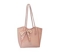 CORIOS PU Leather Shoulder Bag for Women Tote Handbag with Bow Silk Scarf Decor Elegant Top-Handle Purse Large Capacity Briefcase for Daily Business Work Office Travel Pink