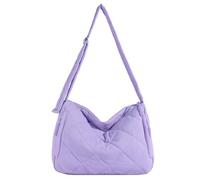 CORIOS Quilted Crossbody Bag for Women Soft Puffy Handbag Down Cotton Padded Top Handle Bag Lightweight Padding Shoulder Bag Large Hobo Bag Tote Bag Fashion Satchel Bag Soft Messenger Bag Purple