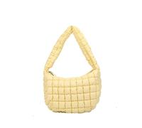 CORIOS Quilted Shoulder Bag for Women Soft Puffy Handbag Down Cotton Padded Top Handle Bag Lightweight Padding Hobo Bag Large Tote for Business Travel Work Shopping Daily Yellow