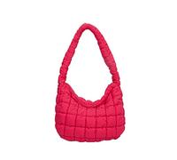 CORIOS Quilted Shoulder Bag for Women Soft Puffy Handbag Down Cotton Padded Top Handle Bag Lightweight Padding Hobo Bag Large Tote for Business Travel Work Shopping Daily Rose Red