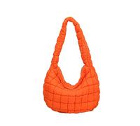 CORIOS Quilted Shoulder Bag for Women Soft Puffy Handbag Down Cotton Padded Top Handle Bag Lightweight Padding Hobo Bag Large Tote for Business Travel Work Shopping Daily Orange