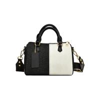 CORIOS Retro Denim Handbag Women Jean Purse Boston Bag Patchwork Shoulder Crossbody Bag Elegant Satchel Messenger Bag Tote Top Handle Bag for Shopping Travel Work Black and White