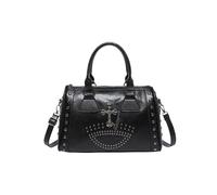 CORIOS Retro Handbag Women's PU Leather Shoulder Satchel Bag Crossbody Messenger Bag with Rivet Cross Accents Boston Bag Elegant Top-Handle Bag Office Travel Work Daily Tote Black