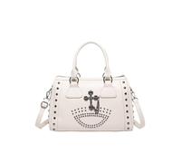 CORIOS Retro Handbag Women's PU Leather Shoulder Satchel Bag Crossbody Messenger Bag with Rivet Cross Accents Boston Bag Elegant Top-Handle Bag Office Travel Work Daily Tote White