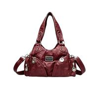 CORIOS Retro Shoulder Crossbody Bag for Women Satchel Messenger Bag with Multi Pockets PU Leather Tote Handbag Large Top Handle Bag Elegant Hobo Purse for Travel Work Shopping Daily Use Wine Red