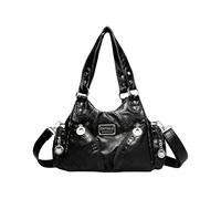 CORIOS Retro Shoulder Crossbody Bag for Women Satchel Messenger Bag with Multi Pockets PU Leather Tote Handbag Large Top Handle Bag Elegant Hobo Purse for Travel Work Shopping Daily Use Black