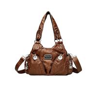 CORIOS Retro Shoulder Crossbody Bag for Women Satchel Messenger Bag with Multi Pockets PU Leather Tote Handbag Large Top Handle Bag Elegant Hobo Purse for Travel Work Shopping Daily Use Caramel