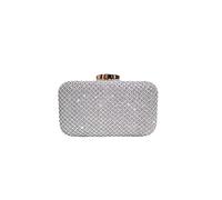 CORIOS Rhinestone Clutch Bag for Women Sparkling Evening Bag Crystal Handbag Bridal Wedding Purse Crossbody Bag with Detachable Chain Elegant Shoulder Bag Silver