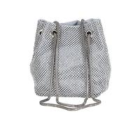 CORIOS Rhinestone Evening Bag for Women Crystal Bucket Purse Sparkly Clutch Glitter Handbag Bling Wedding Shoulder Bag Crossbody Bag Banquet Bag for Wedding Prom Cocktail Party Silver