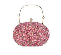 CORIOS Rhinestone Evening Bag for Women Sparkly Sequin Purse Bridal Wedding Handbag Glitter Shoulder Bag Crystal Clutch Bag Elegant Crossbody Bag for Wedding Banquet Cocktail Prom Party Rose