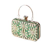 CORIOS Rhinestone Flower Evening Bag for Women Sparkly Sequin Purse Crystal Clutch Bag Bridal Wedding Handbag Glitter Shoulder Bag Elegant Crossbody Bag for Cocktail Prom Party Wedding Banquet Green