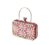 CORIOS Rhinestone Flower Evening Bag for Women Sparkly Sequin Purse Crystal Clutch Bag Bridal Wedding Handbag Glitter Shoulder Bag Elegant Crossbody Bag for Cocktail Prom Party Wedding Banquet Rose