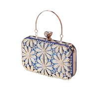 CORIOS Rhinestone Flower Evening Bag for Women Sparkly Sequin Purse Crystal Clutch Bag Bridal Wedding Handbag Glitter Shoulder Bag Elegant Crossbody Bag for Cocktail Prom Party Wedding Banquet Blue