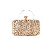 CORIOS Rhinestone Flower Evening Bag for Women Sparkly Sequin Purse Crystal Clutch Bag Bridal Wedding Handbag Glitter Shoulder Bag Elegant Crossbody Bag for Cocktail Prom Party Wedding Banquet Gold