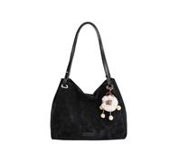 CORIOS Shoulder Bag with Cute Pom Charm PU Leather Tote Handbag for Women Large Capacity Crossbody Messenger Bag Elegant Top-Handle Satchel Bag Daily Travel Business Office Work Purse Black