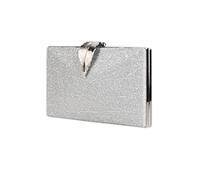 CORIOS Small Clutch Purses for Women Evening Bag with Leaf-Style Flip Lock Bridal Wedding Handbag Sparkly Glitter Shoulder Bag Elegant Crossbody Bag for Wedding Cocktail Party Prom Silver