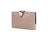 CORIOS Small Clutch Purses for Women Evening Bag with Leaf-Style Flip Lock Bridal Wedding Handbag Sparkly Glitter Shoulder Bag Elegant Crossbody Bag for Wedding Cocktail Party Prom Rose Gold