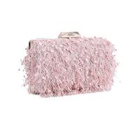 CORIOS Small Clutch Purses for Women Fluffy Evening Bag Shoulder Bag with Detachable Chain Bridal Wedding Handbag Elegant Crossbody Bag for Wedding Cocktail Prom Party Pink